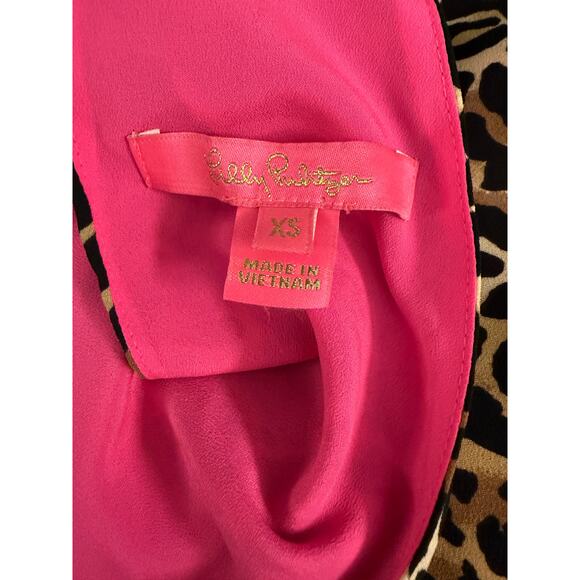 Lilly Pulitzer Leopard Print Halter Neck Sleeveless Blouse Top Size Extra Small - Picture 2 of 8